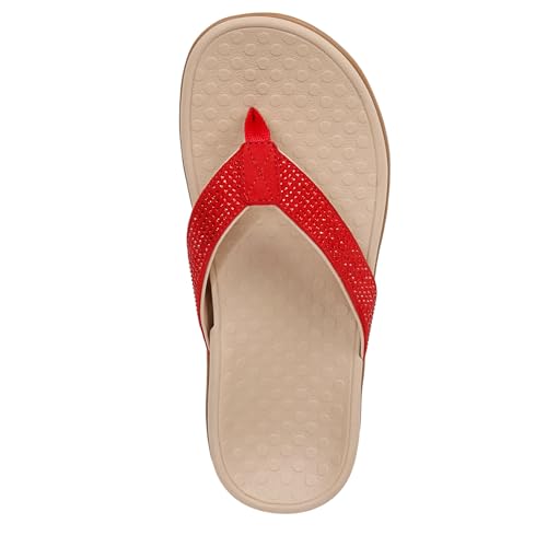Vionic Women's Tide Rhinestones Sandals, Red