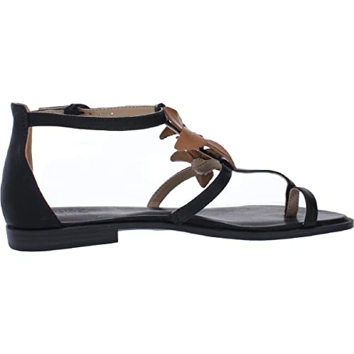 Naturalizer Womens Farah Leather Ankle Strap Flat Sandals Black 8 Medium (B,M)
