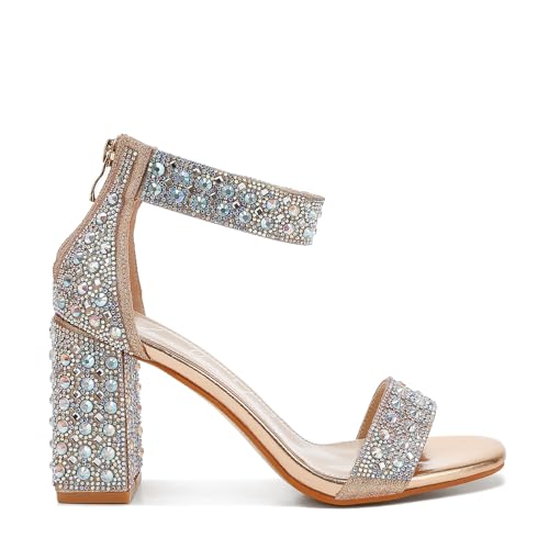 Cady Rhinestones And Sequins Block Sandals