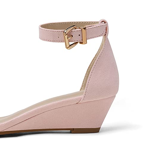 DREAM PAIRS Women's Ankle Strap Low Wedge Sandals Party Bridal Wedding Dress Shoes