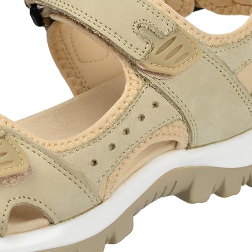 Harssidanzar Women's Sport Outdoor Sandals Hiking Casual Walking Sandals Strap Open Toe Sport Sandals SL256USA,Beige