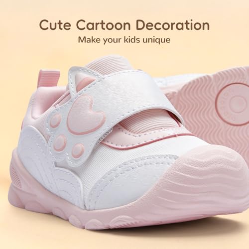 Balabala Toddler Girl Sneakers Walking Shoes Toddler Boy Sneakers Baby Sneakers Running Shoes Lightweight Slip on Sneakers Pink White