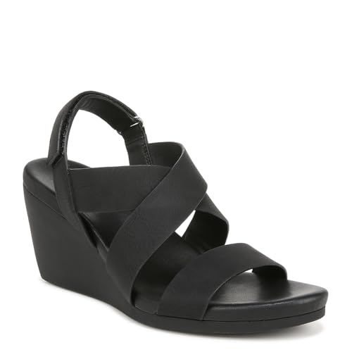 Naturalizer Womens Palmer Strappy Wedge Casual Sandals Black Microsuede 10 M