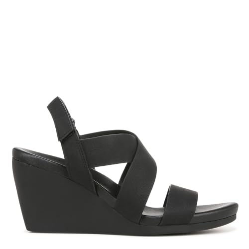 Naturalizer Womens Palmer Strappy Wedge Casual Sandals Black Microsuede 10 M
