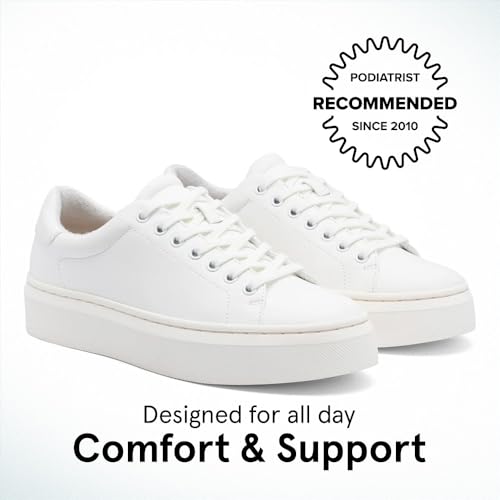 ABEO Jumpstreet Sneakers for Women | Arch Support Sneakers | Comfortable Women's Sneakers | Fashion Sneakers | Built-in Orthotic Insole White Leather