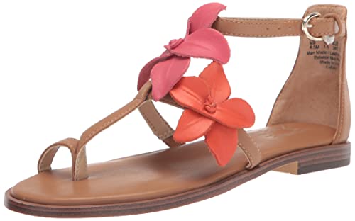 Naturalizer Womens Farah Leather Ankle Strap Flat Sandals Tan 7.5 Medium (B,M)