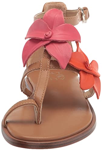 Naturalizer Womens Farah Leather Ankle Strap Flat Sandals Tan 7.5 Medium (B,M)