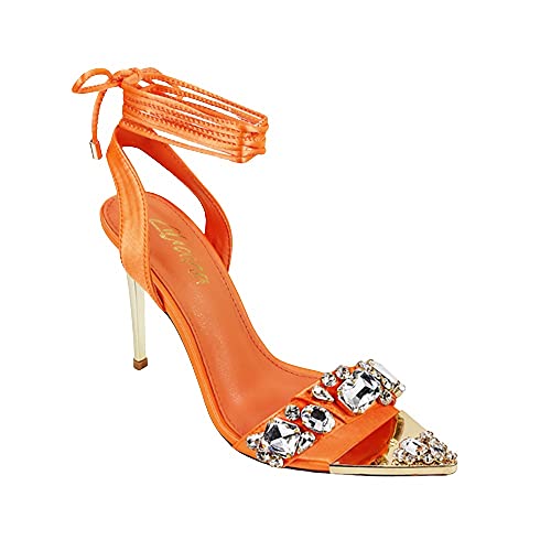 Liliana Women's Clear High Heel Lace Up Rhinestones Sandals Manson