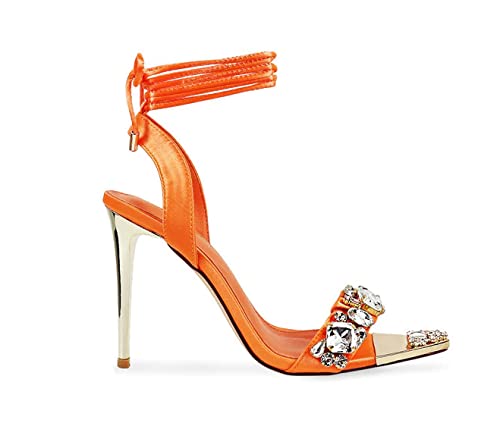 Liliana Women's Clear High Heel Lace Up Rhinestones Sandals Manson