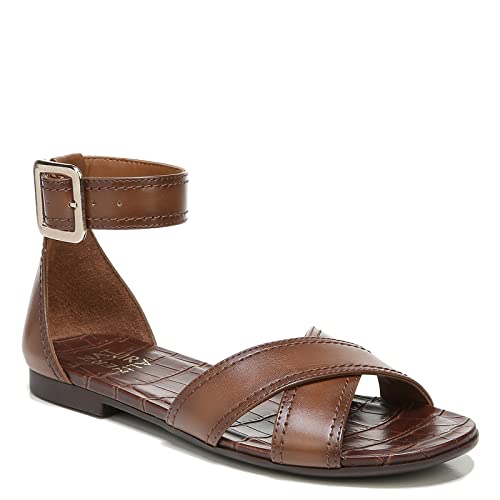 Naturalizer Womens Sausalito Faux Leather Flat Sandals Brown 8 Wide (C,D,W)