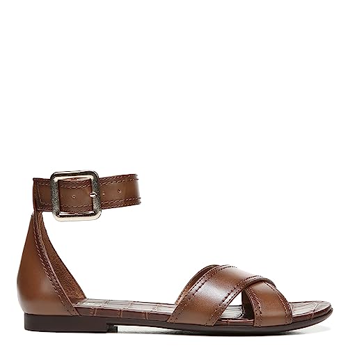 Naturalizer Womens Sausalito Faux Leather Flat Sandals Brown 8 Wide (C,D,W)