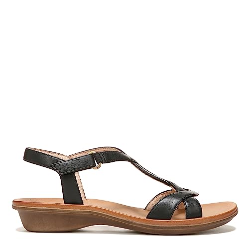 Naturalizer SOUL Womens Solo Strappy Flat Memory Foam Casual Sandals,Black