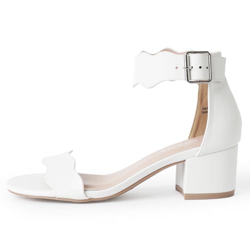 J. Adams Mimi Heeled Sandals For Women - Ankle Strap Low Block, Open Toe Dress Pumps, Chunky Heels For Women - Shoes For Womens Dressy Sandal - For Bridal Shoes, Wedding Shoe, Womens Summer Sandals