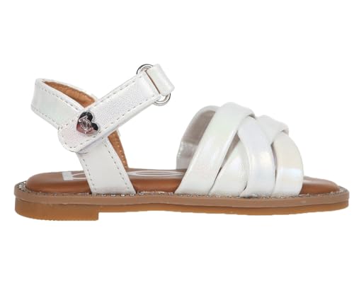 bebe Girls' Sandals - Trendy Flat Designs with Rhinestones, Puffy Straps, Embossed Details and Charms for Toddlers/Little Kids/Big Kids, White 2