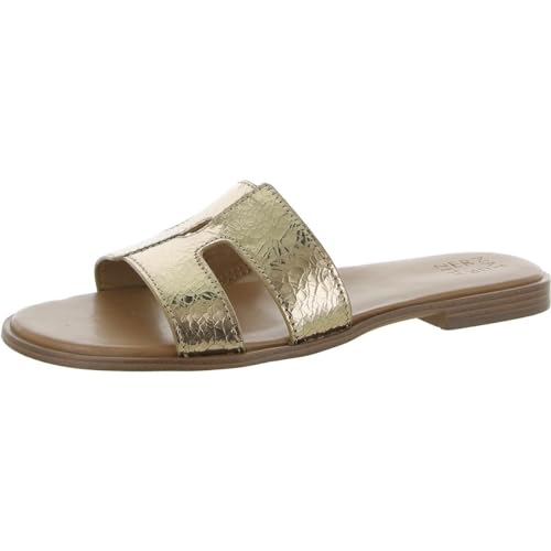 Naturalizer Womens Fame Leather Metallic Slide Sandals Gold 10.5 Medium (B,M)