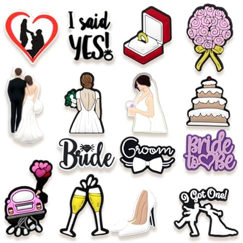Wedding Shoe Charms, Bride Charms for Shoes, Wristbands Sandals and Bracelets, Gifts for Holidays and Special Occasions. (set wedding)