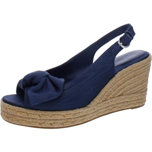 Naturalizer Womens Bettina Peep-Toe Slingback Wedge Sandals Navy 7 Medium (B,M)