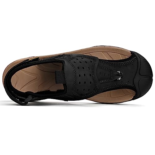 ailishabroy Men's Sandals Slip Summer Sandals Adjustable Beach Sandals Comfort Leather Athletic Outdoor Sport Sandals