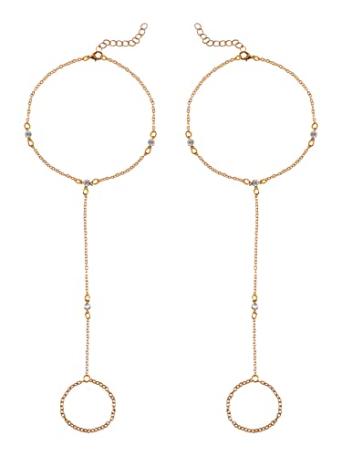 OJERRY Dainty Simple Gold Barefoot Sandals Summer Hawaii Beach Wedding Vacation Style Ankle Bracelets Foot Feet Anklet Toe Ring Jewelry Accessories for Women Sexy Bride Bridesmaid Outfits Gifts