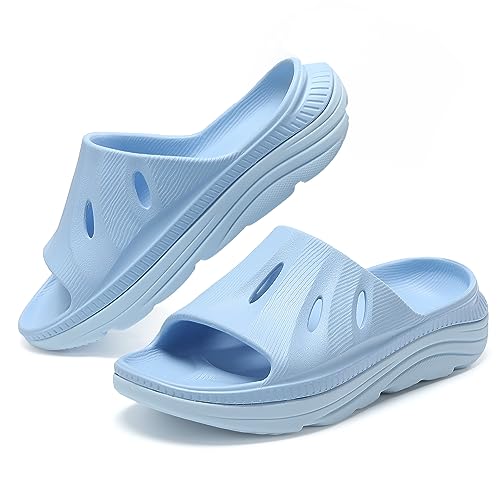 NPNYSY Mens Recovery Sandals With Sport Comfortable Plantar Fasciitis Sandals,Arch Support Orthotic Open Toe Sport Slides