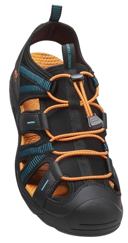 CAMEL CROWN Men’s Waterproof Hiking Sandals Closed Toe Water Sandals Athletic Sport Sandals Summer Sandal Beach sandals for Outdoor Blue/Orange 12