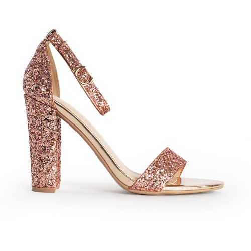 J. Adams Shirley Block Heels for Women – Strappy Ankle High Heels, Dressy Chunky Sandals – Wedding, Bridesmaid, Summer Shoes, Comfortable Party Wear