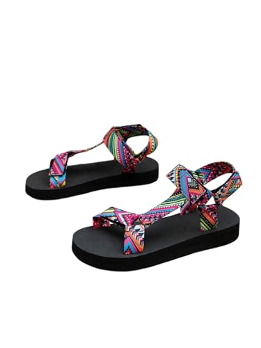 GORGLITTER Women's Sport Sandals Geo Print Walking Sandals Arch Support Hiking Sandals Multicolor 8