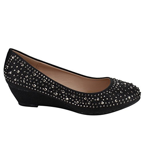 FOREVER Womens Low Wedge Heel Closed Toe Wedding Party Dress Sandals Shoes