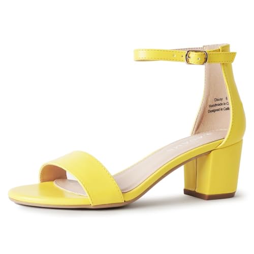 J.Adams Daisy Heeled Sandals for Women – Wide Ankle Strap Low 2 Inch Kitten Short Block Heel, Open Toe Dress Shoes – Chunky Heels for Bridal, Wedding, Parties – Dressy Platform Sandals, Women's Shoes