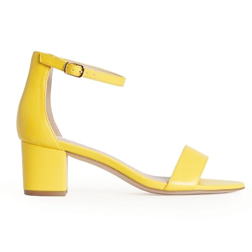 J.Adams Daisy Heeled Sandals for Women – Wide Ankle Strap Low 2 Inch Kitten Short Block Heel, Open Toe Dress Shoes – Chunky Heels for Bridal, Wedding, Parties – Dressy Platform Sandals, Women's Shoes