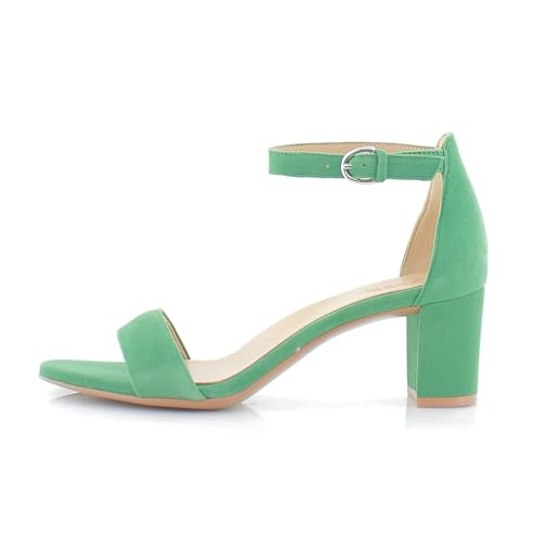 Naturalizer Womens Vera Suede Ankle Strap Heel Sandals Green 7.5 Wide (C,D,W)