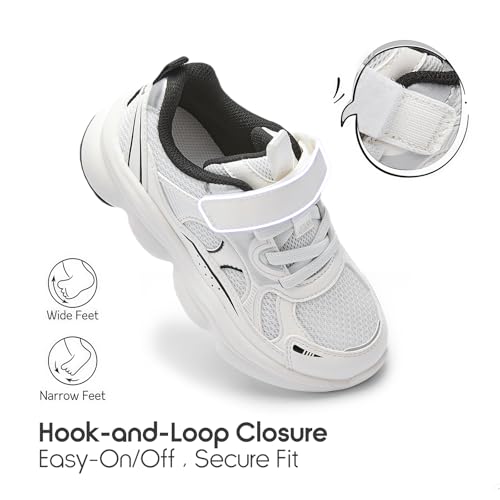 Balabala White Girls Sneakers Boys Sneakers Kids Sneakers Tennis Shoes School Shoes Lightweight Running Athletic Shoes