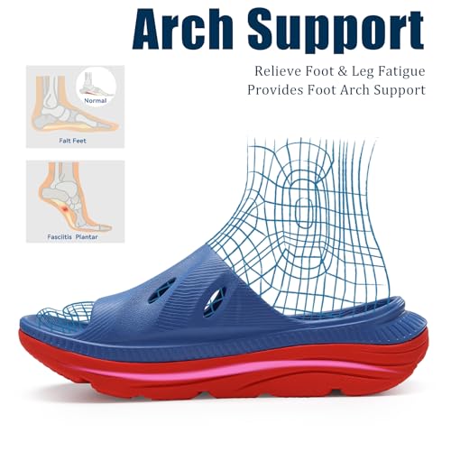 NPNYSY Mens Recovery Sandals With Sport Comfortable Plantar Fasciitis Sandals,Arch Support Orthotic Open Toe Sport Slides