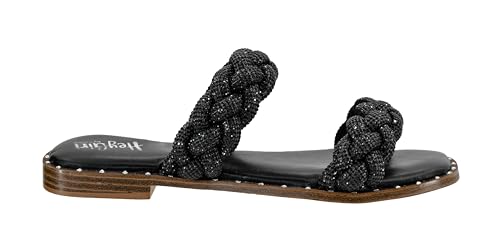 Corkys Footwear Women's Don't Get It Twisted Black Rhinestones Slip on Sandals Size 08