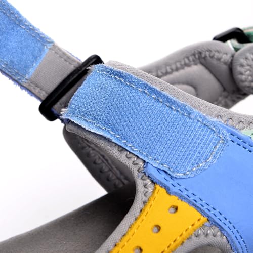 Harssidanzar Women's Leather Sandals Outdoor Sandals Walking Sandals Strap Open Toe Sport Sandals SL256USA,Green Blue