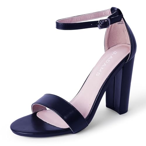 J. Adams Shirley Block Heels for Women - Ankle Strappy Heels for Women, High Heels Dressy Sandals - Chunky Heels for Women - Wedding Shoes for Bride, Summer Heels
