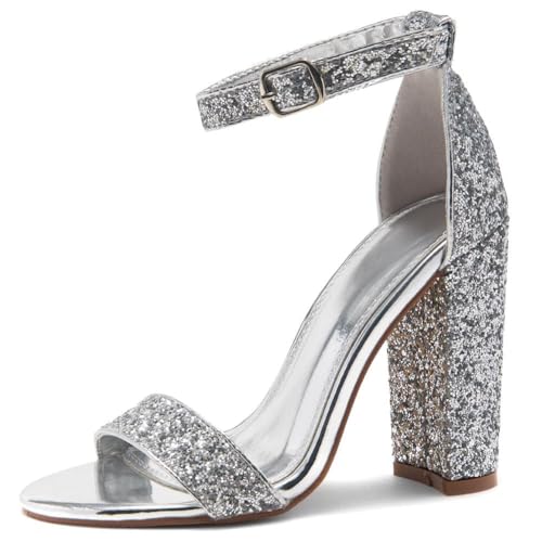 Herstyle Women’s Chunky Block Heels – Open Toe Ankle Strap Sandals