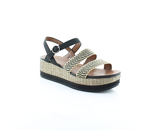 Naturalizer Womens Kaylin 2 Woven Flatform Sandals Black-Ivory 9 Medium (B,M)
