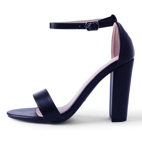 J. Adams Shirley Block Heels for Women - Ankle Strappy Heels for Women, High Heels Dressy Sandals - Chunky Heels for Women - Wedding Shoes for Bride, Summer Heels