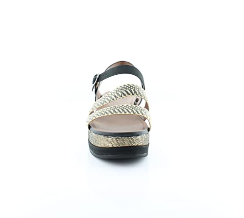 Naturalizer Womens Kaylin 2 Woven Flatform Sandals Black-Ivory 9 Medium (B,M)