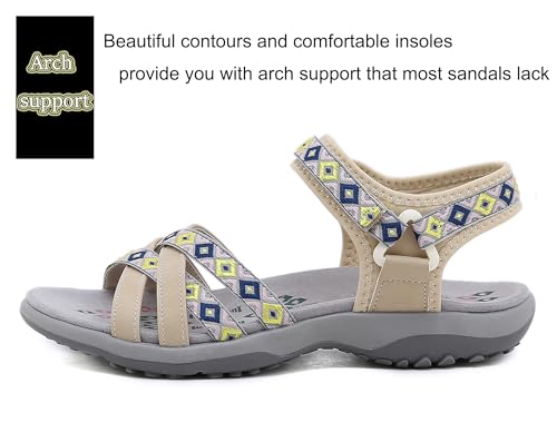 Meik Mangni Womens Hiking Sandals Ladies Sport Sandals with Arch Support Comfortable Outdoor Sandals