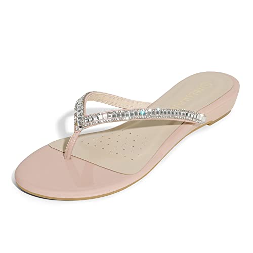 DREAM PAIRS Women's Fashion Rhinestones Design Slides Sandals