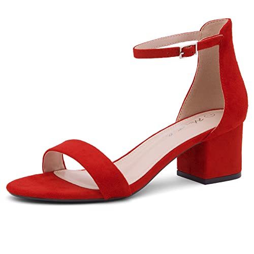 Herstyle Women’s Low Heels – Open Toe Chunky Block Heeled Sandals with Ankle Strap | Comfortable Dressy Short Heels for Prom, Wedding, Party & Office