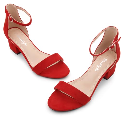 Herstyle Women’s Low Heels – Open Toe Chunky Block Heeled Sandals with Ankle Strap | Comfortable Dressy Short Heels for Prom, Wedding, Party & Office
