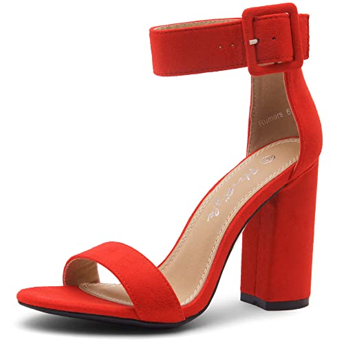 Herstyle Rumors Women's High Heels Open Toe Chunky Block Heeled Sandals with Ankle Strap – Dressy Strappy Heels for Prom Wedding Office, and Party