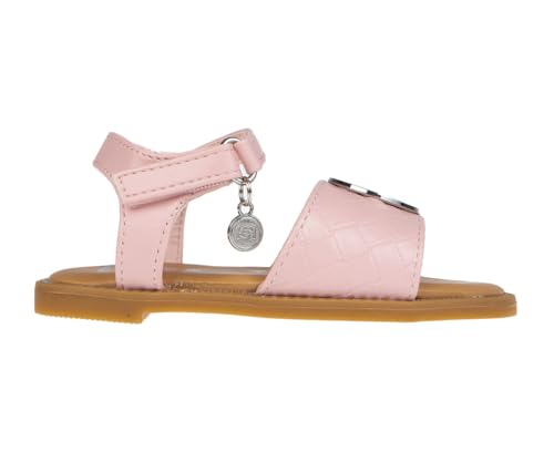 bebe Girls' Sandals - Trendy Flat Designs with Rhinestones, Puffy Straps, Embossed Details and Charms for Toddlers/Little Kids/Big Kids, Pink 2