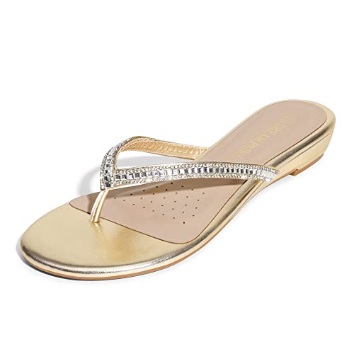 DREAM PAIRS Women's Fashion Rhinestones Design Slides Sandals