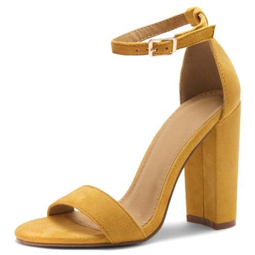 Herstyle Women’s Chunky Block Heels – Open Toe Ankle Strap Sandals