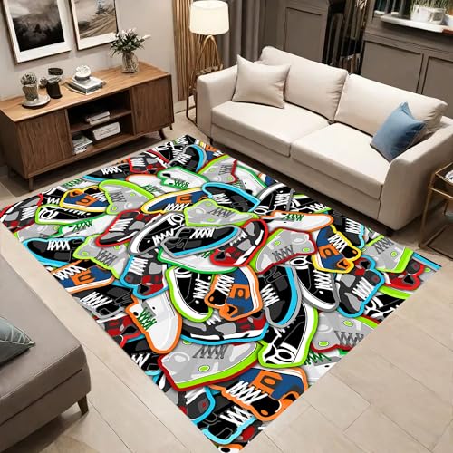 Street Art, Sneakers Rug, Sneakers Room Mat, Sneakers Shoes Rug, Sneakers Decor Rug, Sneakers Art, Fashion Street Rug, Boutique Rugs (31”x55”)=80x140cm