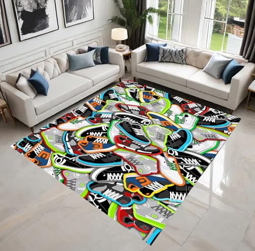 Street Art, Sneakers Rug, Sneakers Room Mat, Sneakers Shoes Rug, Sneakers Decor Rug, Sneakers Art, Fashion Street Rug, Boutique Rugs (31”x55”)=80x140cm